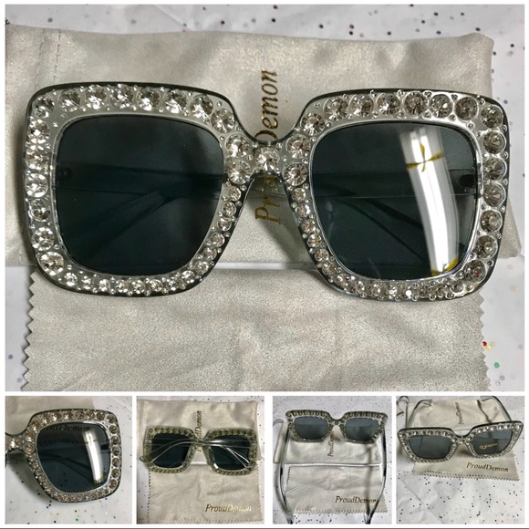 Oversized Square Rhinestone Sunglasse - Picture 2 of 6